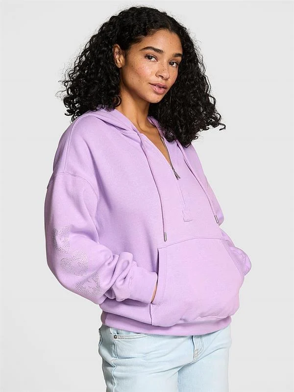 Pink Ivy Yarim Fermuarli Kapusonlu Sweatshirt