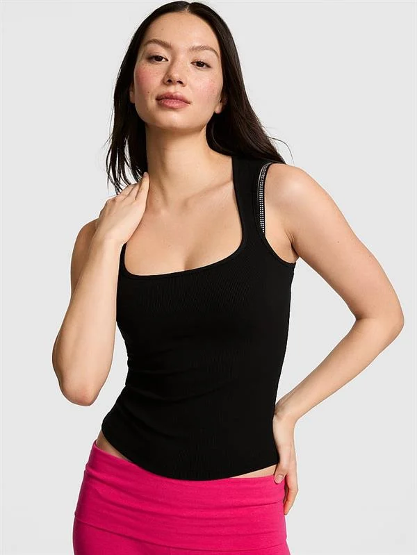 Pink All Day Yumuşak Fitilli Askili Bluz
