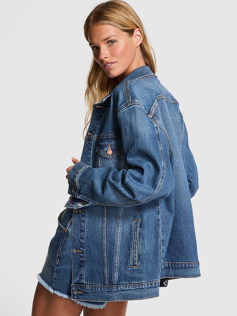 Pink Denim By Pink Oversize Jean Ceket arka görünümü