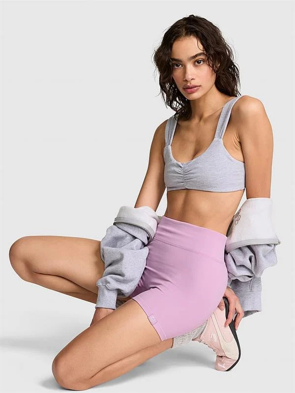 Pink Yumuşak Seamless Biker Tayt ön görünüm