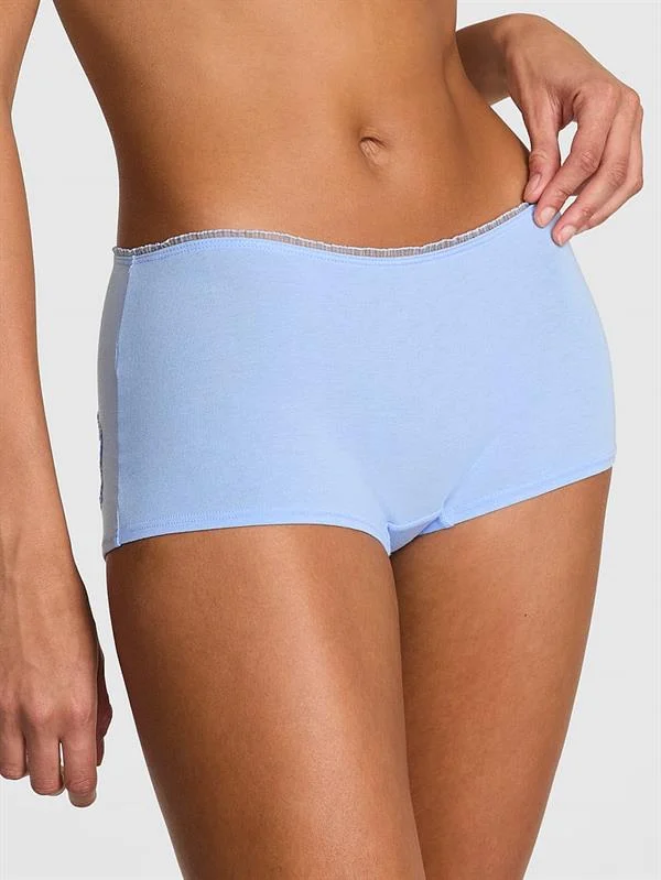 Pink Pamuklu Papatyali Boyshort Kulot ön görünüm