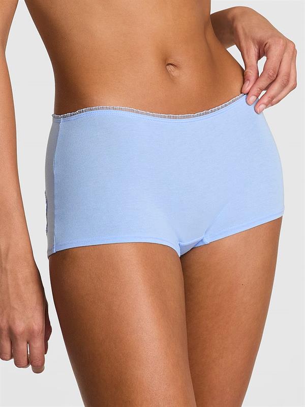 Pink Pamuklu Papatyali Boyshort Kulot