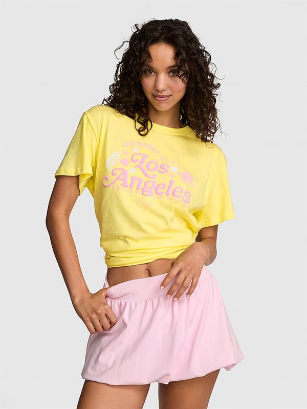 Pink Oversize Kısa Kollu Kampus Tisort