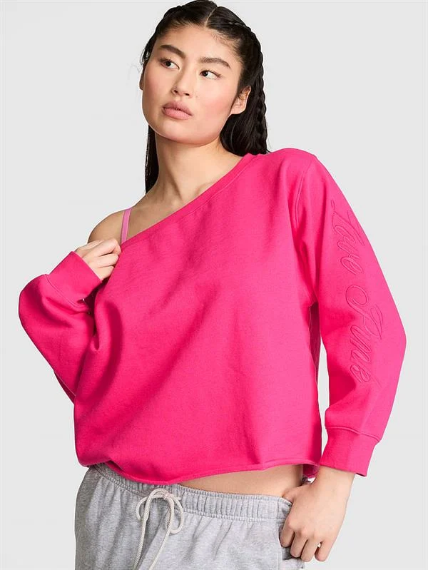 Pink Kampus Omzu Acik Sweatshirt