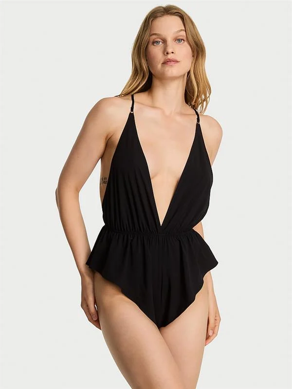 Sifon Fırfırlı Dekolteli Tulum