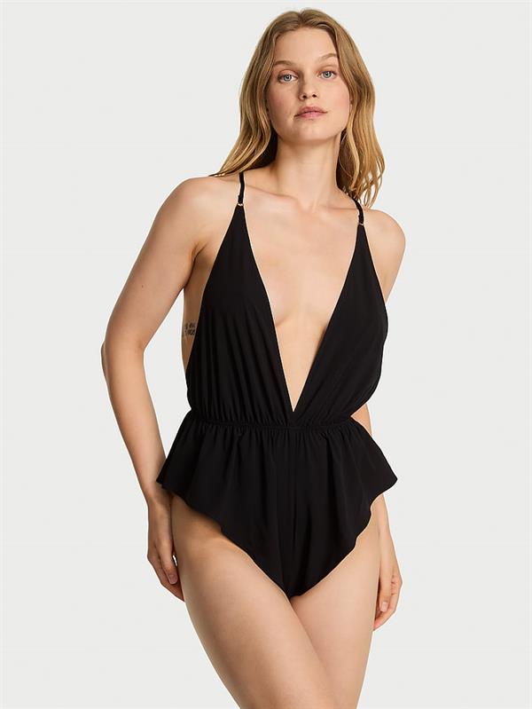 Sifon Fırfırlı Dekolteli Tulum