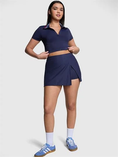 Pink Piqu%C3%A9 Tenis Sort Etek ön görünüm