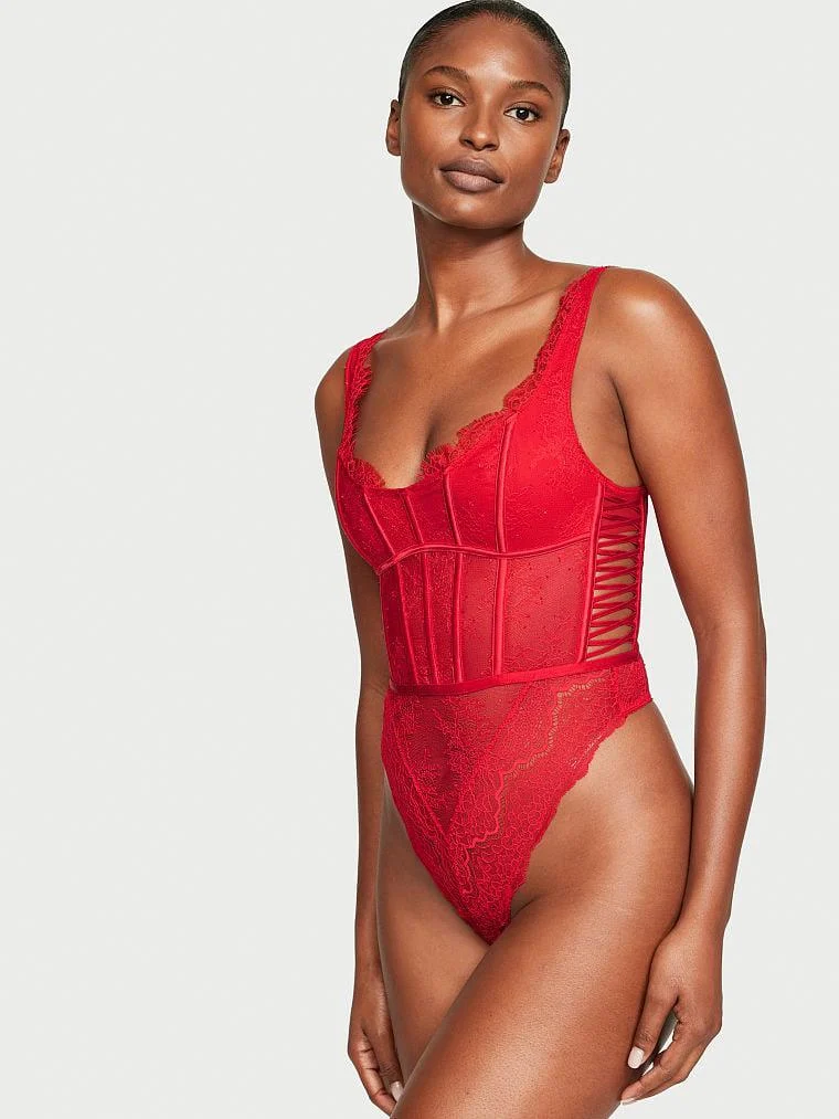 Vintage Dantelli Korse Teddy arka görünüm
