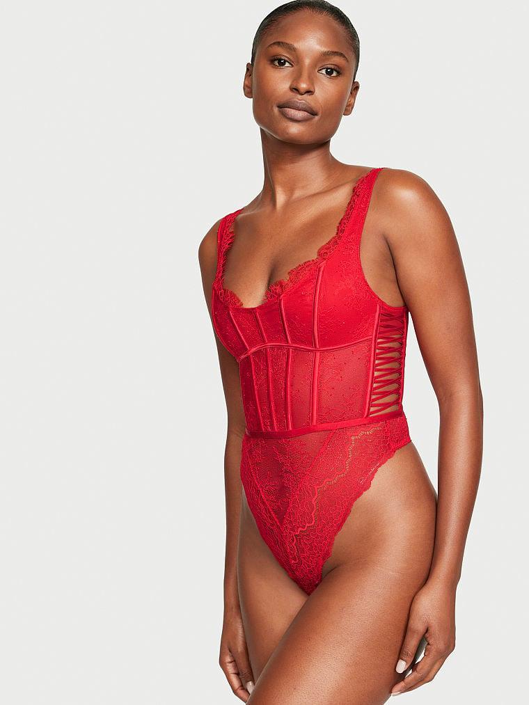 Vintage Dantelli Korse Teddy arka görünümü