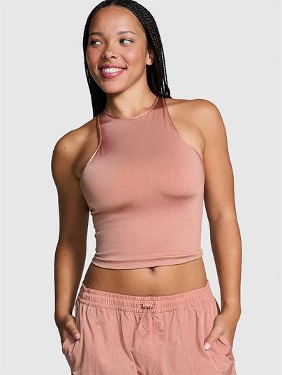 Pink Seamless Sutyenli Halter Tisort ön görünüm