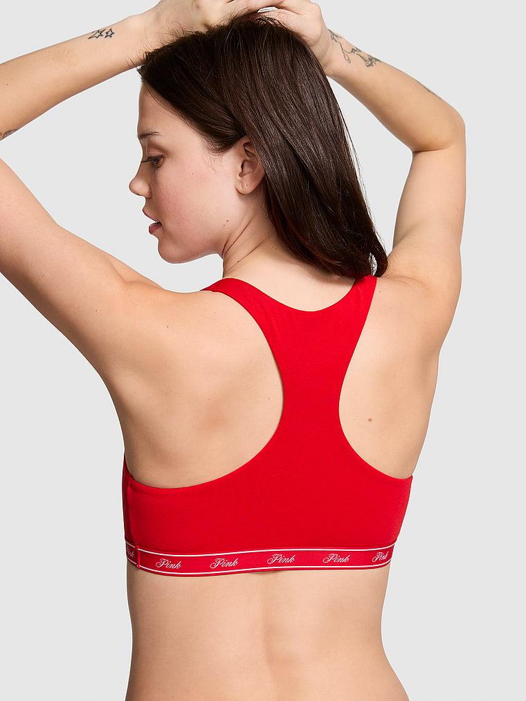 Pink Pamuklu Racerback Logolu Bralet arka görünümü
