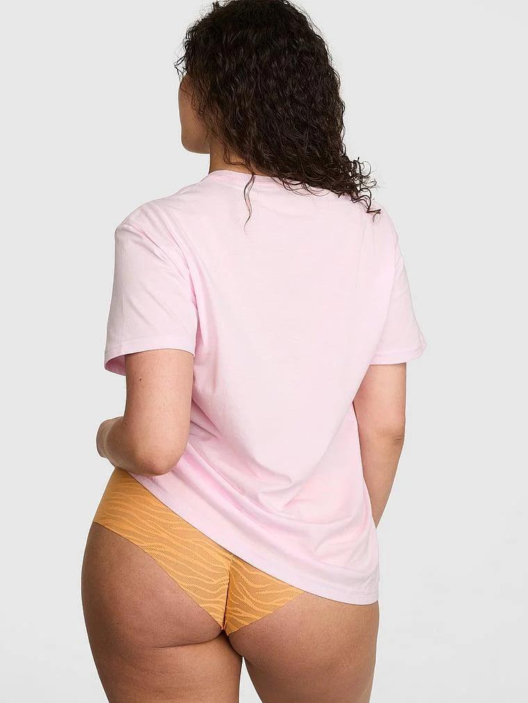 Pink Oversize Kısa Kollu Kampus Tisort arka görünüm
