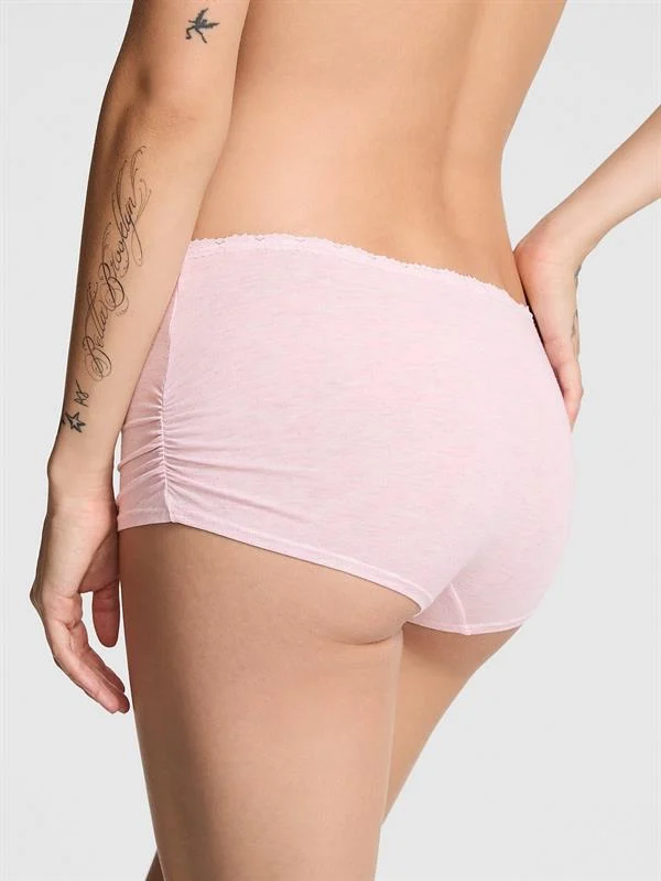 Pink Pamuklu Boyshort Kulot