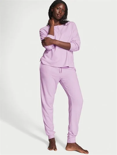 Glow Waffle Henley Jogger Takimi ön görünüm