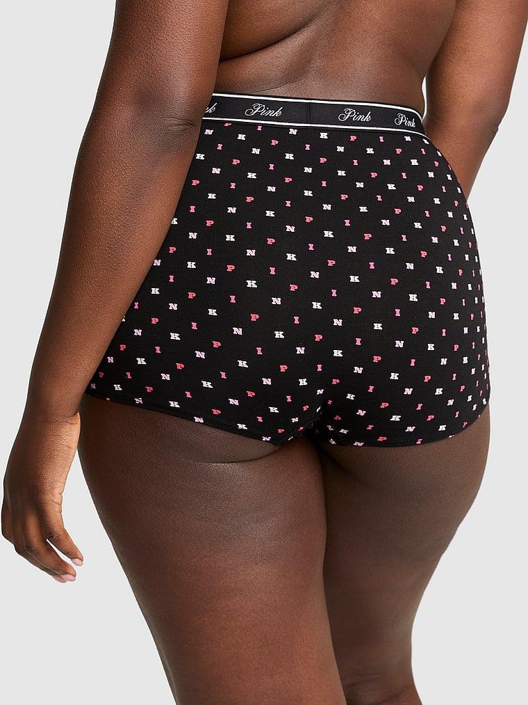 Pink Mikro Logolu Yüksek Bel Boyshort Kulot arka görünümü