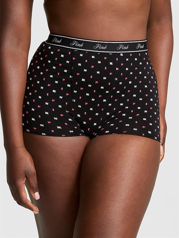Pink Mikro Logolu Yüksek Bel Boyshort Kulot
