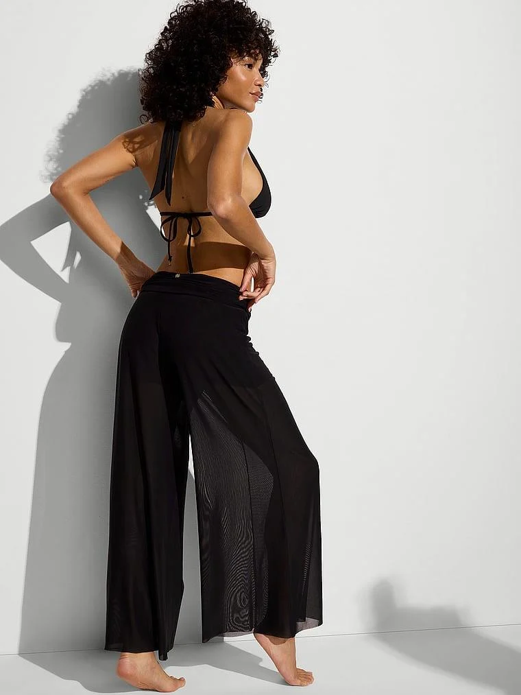 Beachwear Beli Katlanabilen Tul Pantolon arka görünümü