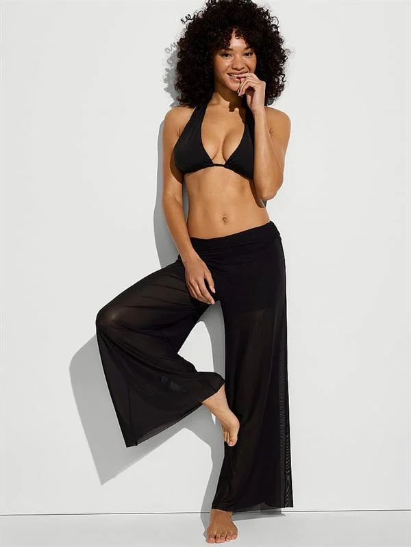 Beachwear Beli Katlanabilen Tul Pantolon ön görünüm