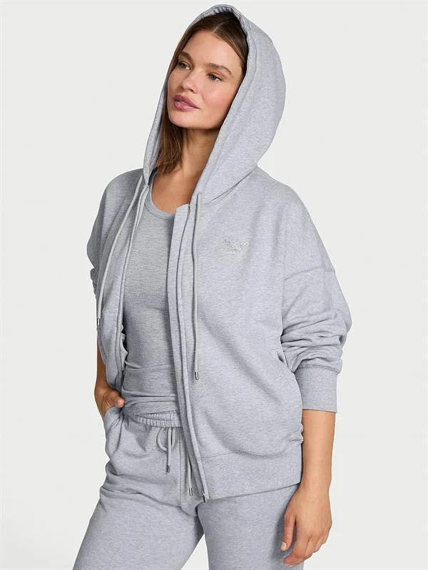 Klasik Fermuarli Kapusonlu Sweatshirt ön görünüm