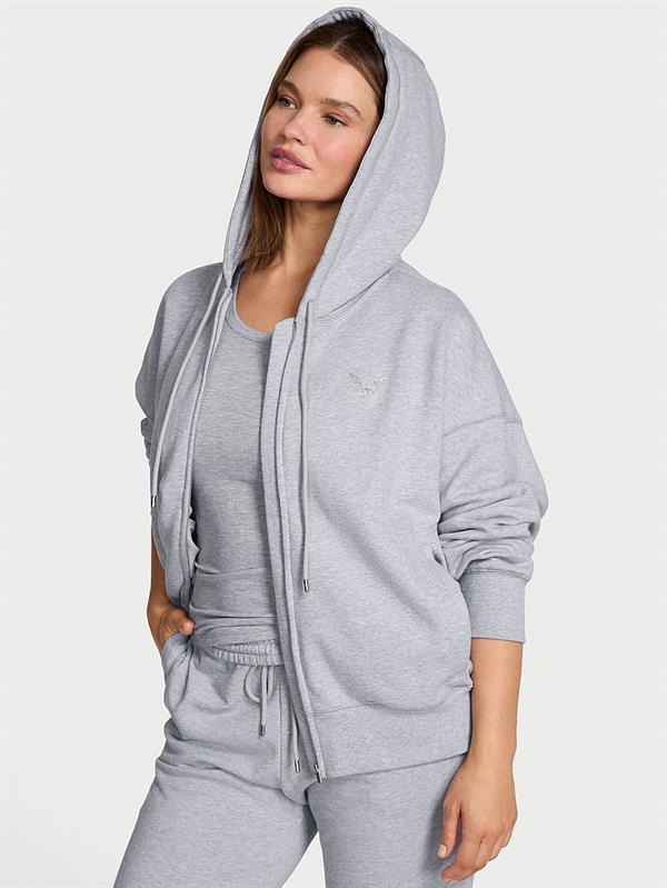 Klasik Fermuarli Kapusonlu Sweatshirt