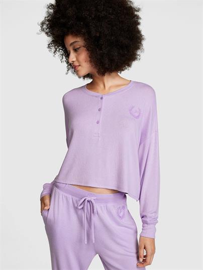 Pink Cozy Uzun Kollu Uyku Tisortu ön görünüm