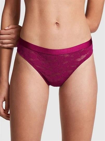 Victorias S Secret Pink Tossed Cicek Dantelli Tanga ön görünüm