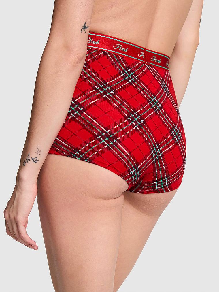 Pink Logolu Pamuklu Yüksek Bel Boyshort Kulot arka görünüm