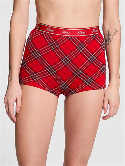 Pink Logolu Pamuklu Yüksek Bel Boyshort Kulot ön görünüm
