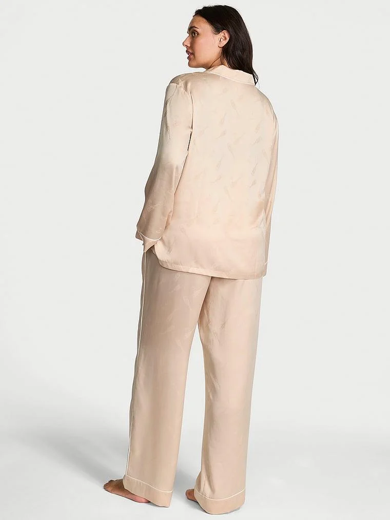 Glazed Saten Uzun Pijama Takimi arka görünüm
