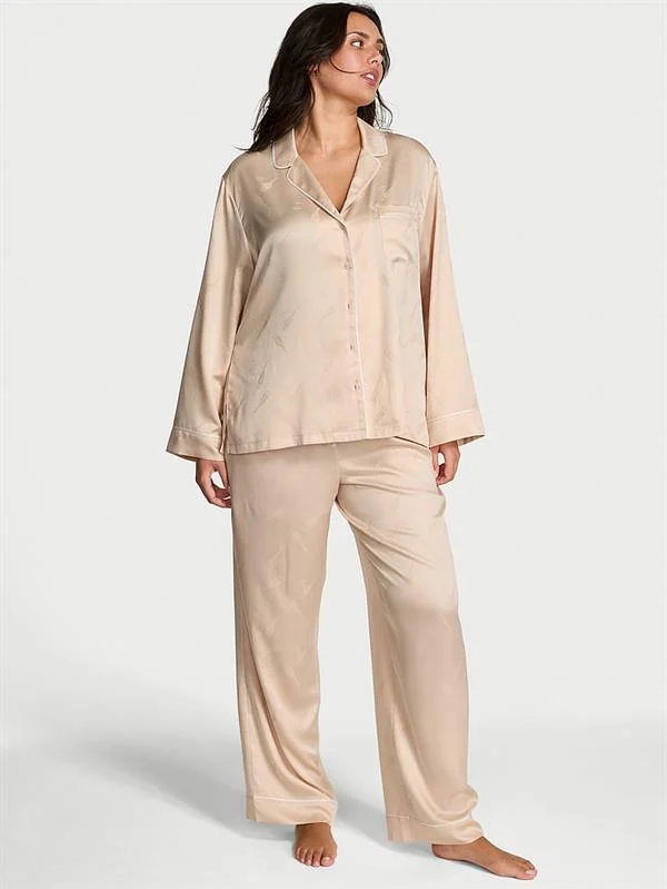 Glazed Saten Uzun Pijama Takimi