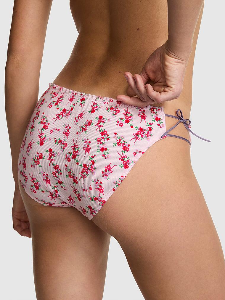 Pink Pamuklu Yandan Baglamali Bikini Kulotu arka görünümü