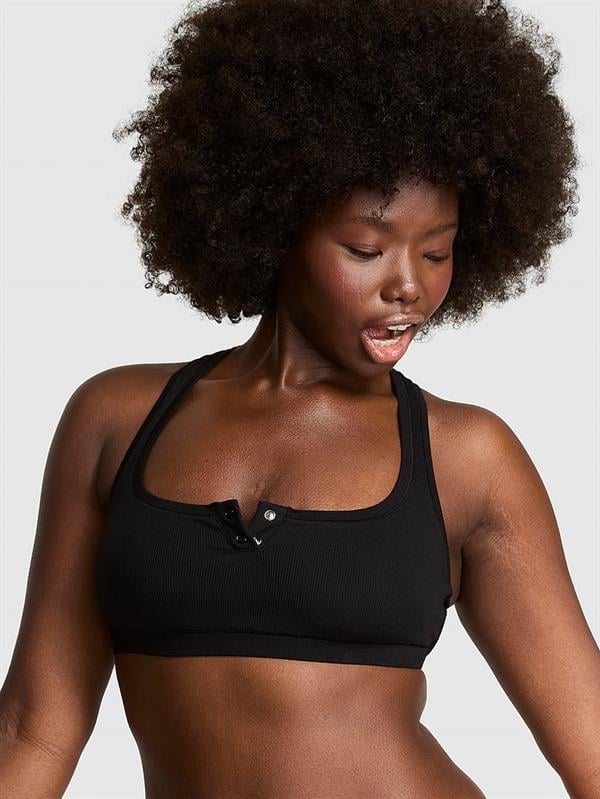 Pink Pamuklu Racerback Bralet ön görünüm