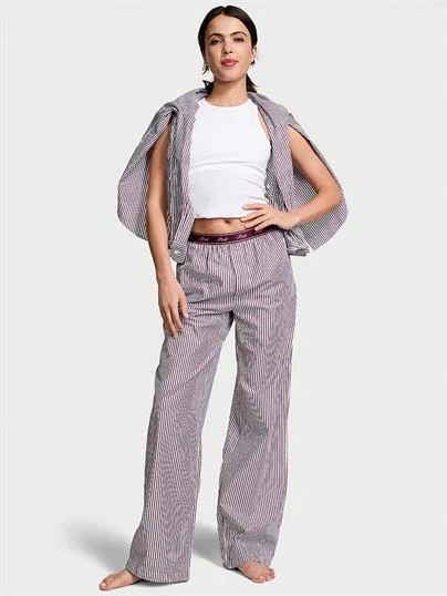 Pink Pamuklu Poplin Logolu Pijama Alti