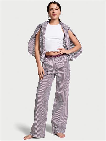 Pink Pamuklu Poplin Logolu Pijama Alti