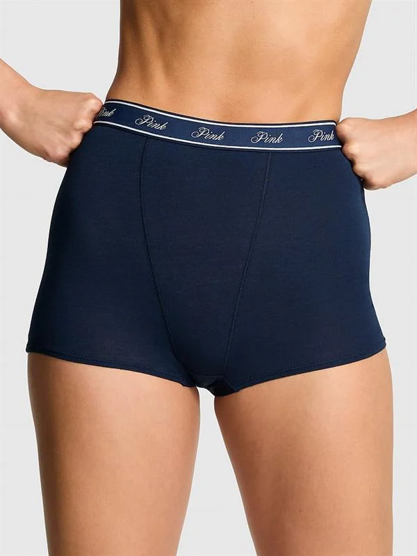 Pink Mikro Logolu Yüksek Bel Boyshort Kulot ön görünüm