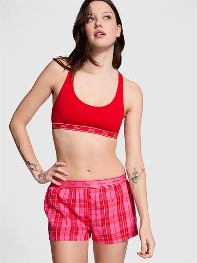 Pink Pamuklu Poplin Boxer