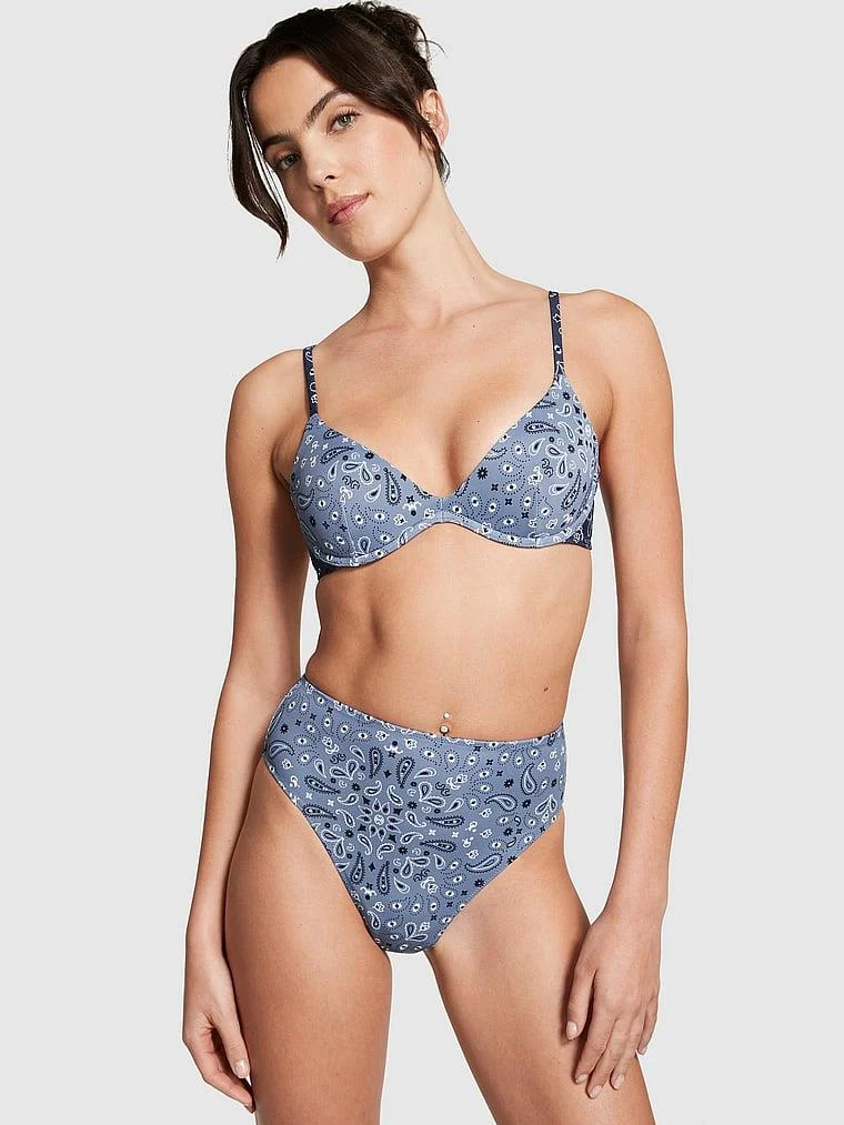 Pink Yüksek Bel Cheeky Bikini Alti arka görünüm