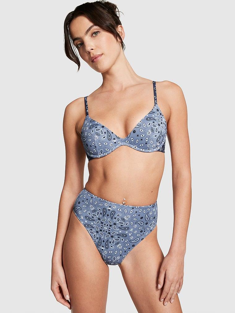 Pink Yüksek Bel Cheeky Bikini Alti arka görünümü