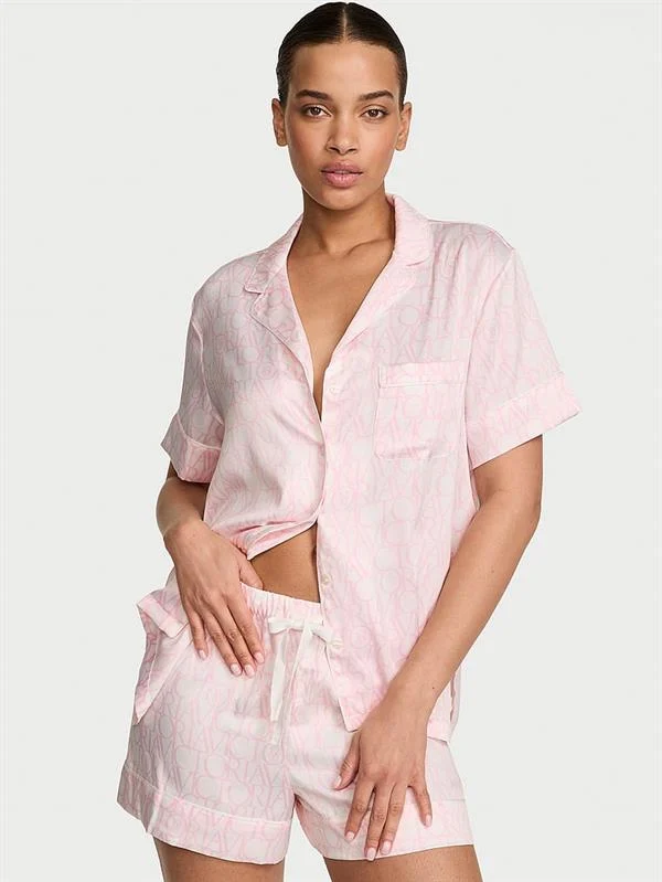 Saten Kısa Pijama Takimi ön görünüm