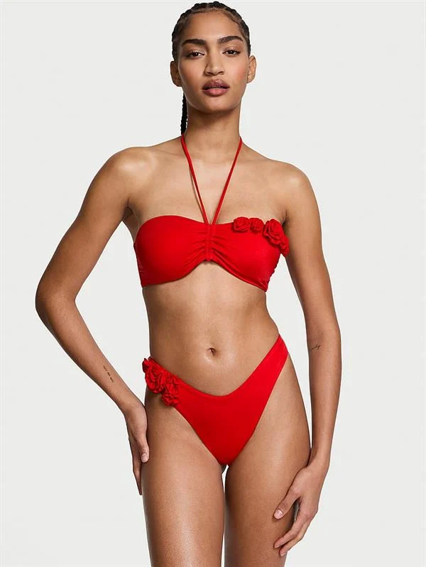 Cicek Detayli Bandeau Bikini Ustu ön görünüm