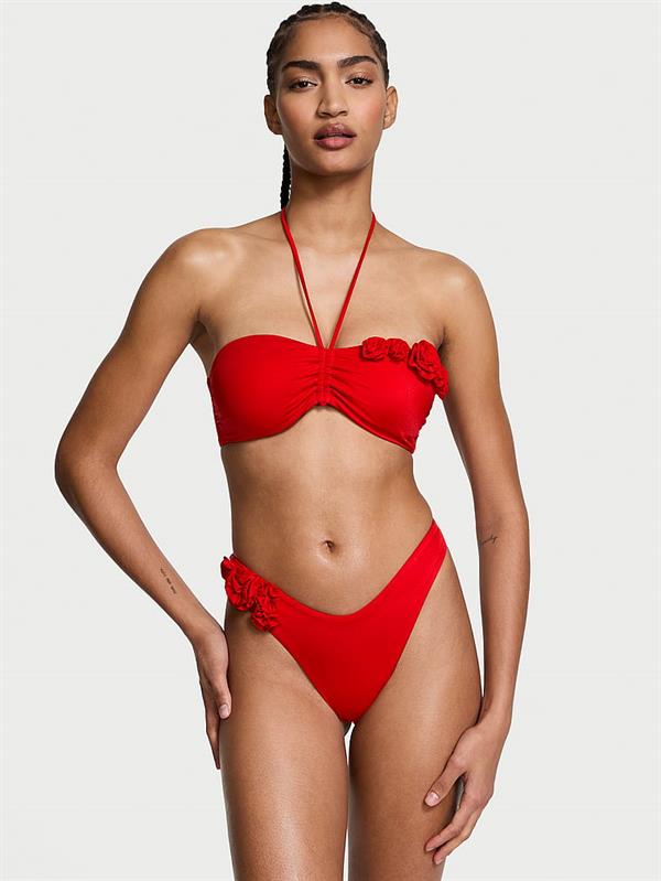 Cicek Detayli Bandeau Bikini Ustu