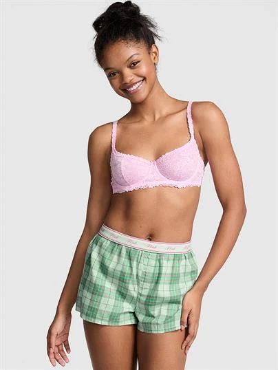 Pink Flannel Pijama Boxer ön görünüm