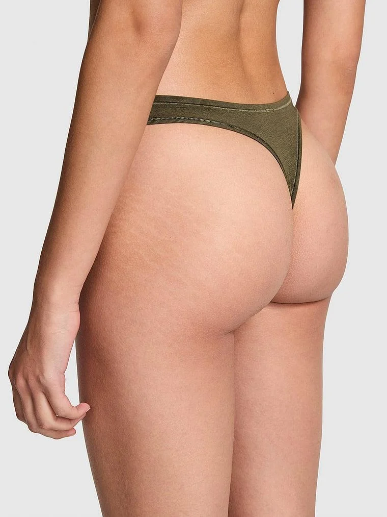 Pink Pamuklu Derin Bacak Kesim Tanga arka görünüm