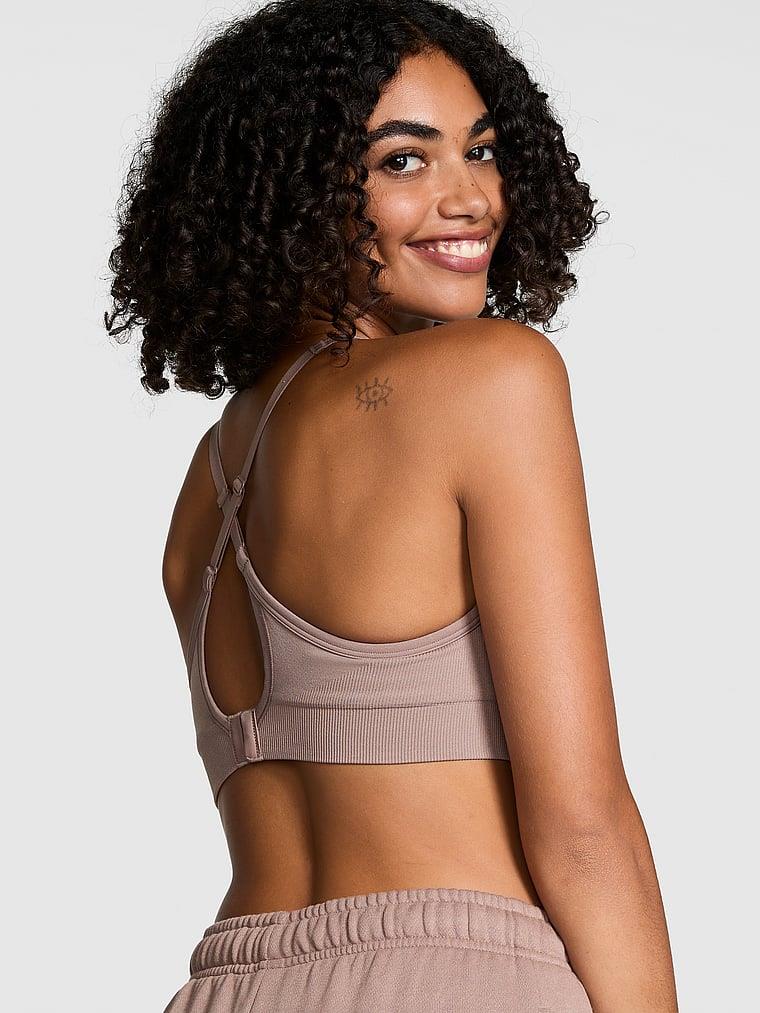 Pink Seamless Air Hafif Destekli Sporcu Sütyeni arka görünümü