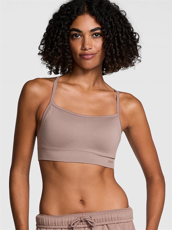 Pink Seamless Air Hafif Destekli Sporcu Sütyeni ön görünüm