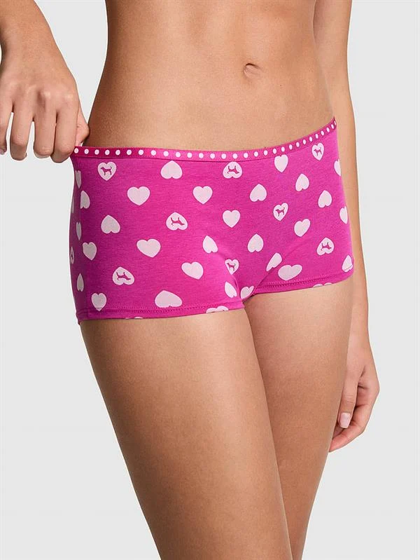 Pink Logolu Pamuklu Boyshort Kulot