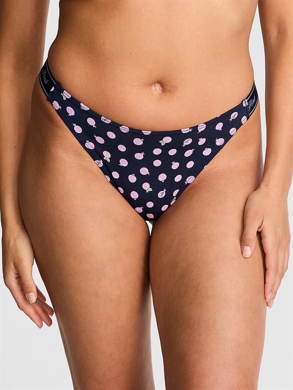 Pink Logolu Pamuklu Derin Bacak Kesim Tanga ön görünüm