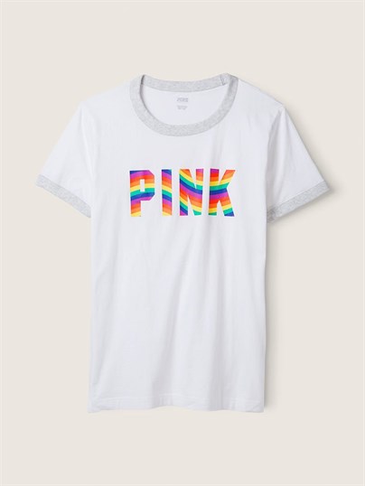 Pink Kampus Ringer Tisort