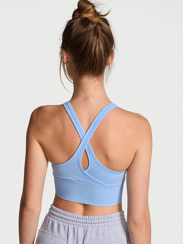 Pink Seamless Air Orta Destekli Sporcu Sütyeni arka görünümü