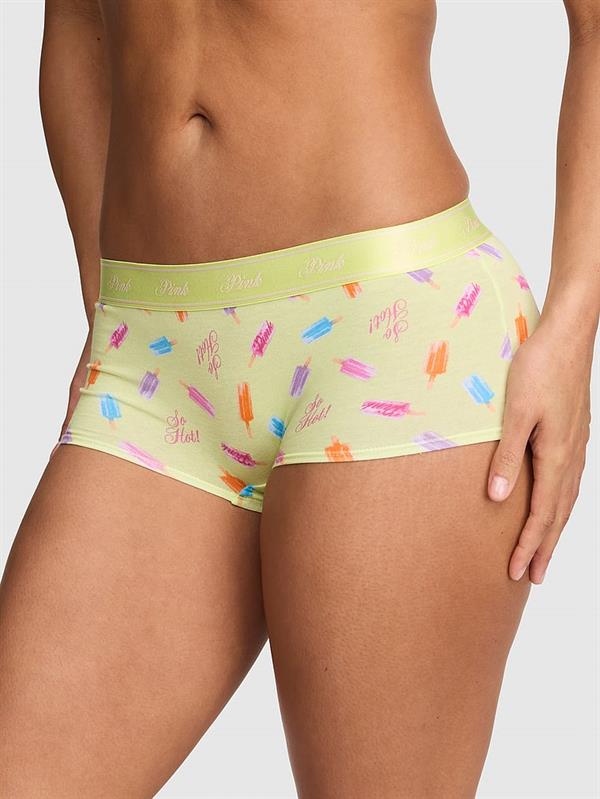 Pink Logolu Pamuklu Boyshort Kulot